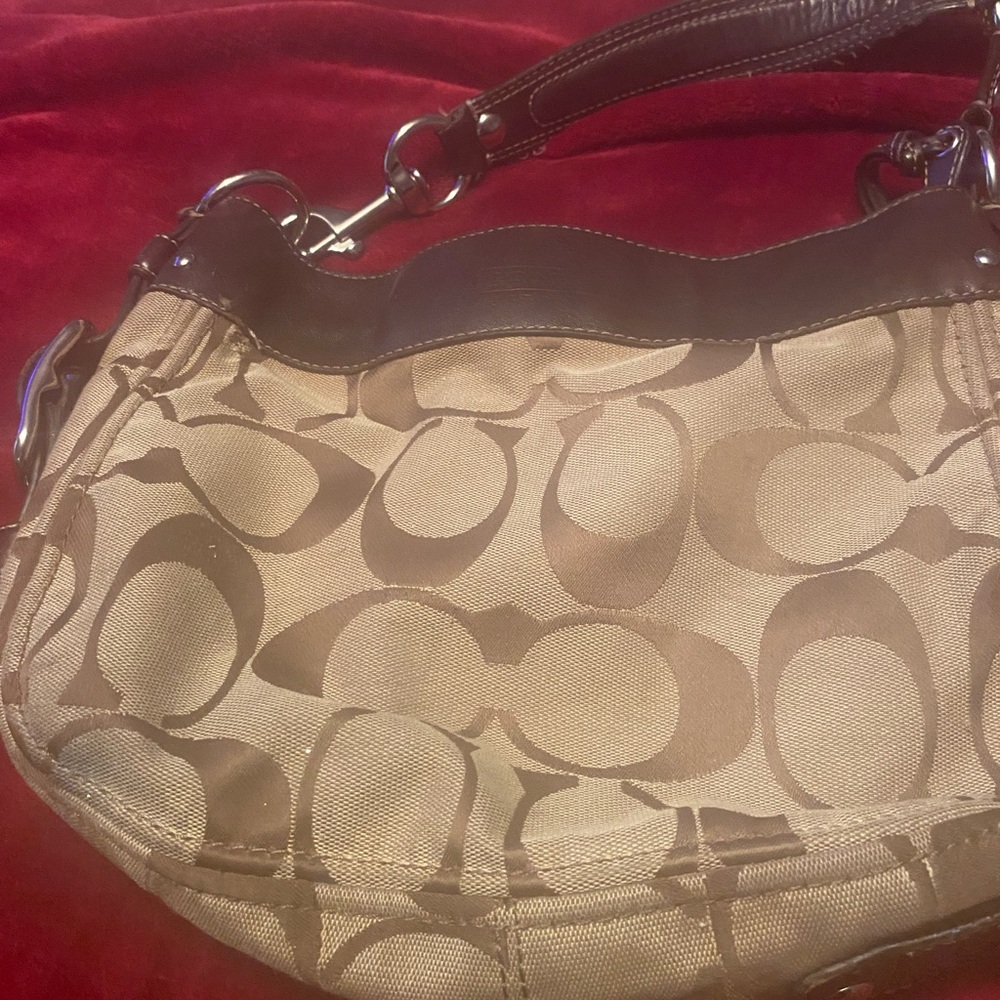 Coach Tan and Brown Shoulder Bag